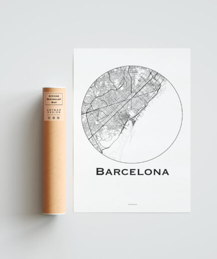 Affiche Poster Barcelone Espagne Minimalist Map