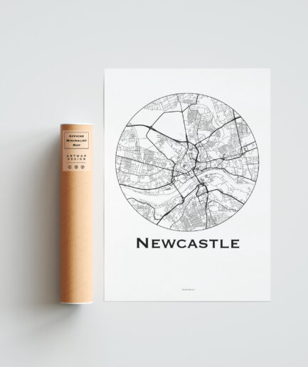 Affiche Poster Newcastle Angleterre Minimalist Map